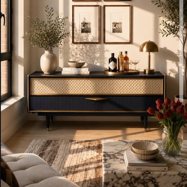 Credenza Negra con bejuco